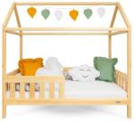 New Baby CASTELLO gyermek házikó ágy ráccsal és korláttal 160x80 cm - természetes