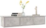  Betonszürke falra szerelhető fiókos polc 88 x 26 x 18, 5 cm