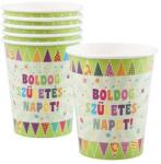 Victoria Pohár, papír, 2, 5 dl, " Boldog születésnapot" , zászlós (SRFUN046)