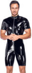 Black Level Vinyl Playsuit with Short Sleeves & Legs 2890577 Black 3XL