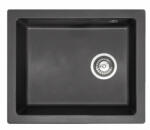 Rea Nels szögletes gránit mosogató 56x46, 5 cm lefolyógarnitúrával, fekete ZLE-00109 (ZLE-00109)