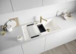 BLANCO Adira 6 S-F Silgranit két medencés 99x49 cm mosogató acél ráccsal, fehér 527613 (527613)