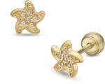 Lisa tengeri csillag sárga arany fülbevaló gömb zárral - JTAG-7017-18 (JTAG-7017-18)