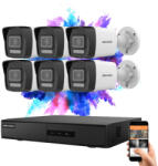 Hikvision 6 biztonsági kamerás IP kamera rendszer 4MP színes éjjellátással