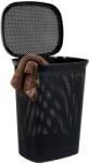 Bathroom Solutions Coș de rufe din plastic 60 l cu capac, negru