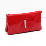 Lewitzky piros lakk / matt egyenesköves swarovski tripla cipzáras pénztárca