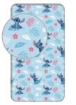 Jerry Fabrics Син еластичен единичен памучен детски чаршаф 90x200 cm Lilo & Stitch "Blue" - Jerry Fabrics (24FT131)