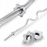 THUNDER 120 cm erősen hajlított menetes súlyzórúd, 30 mm rögzítőkkel szürke