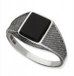 AB-Ag Ezüst Gyűrű Ónix méret 16 Ezüst 925 (p774)