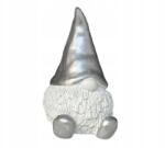 Direct home and garden Manó figura ülő manó fehér-ezüst 16 cm karácsonyi dekoráció