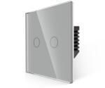 Bingoelec 2 körös érintőkapcsoló, WiFi, üveg előlap, nulla szükséges (W1-201B-GY)