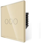 Bingoelec 3 körös érintőkapcsoló, WiFi, üveg előlap, nulla szükséges (W1-301B-GD)