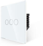 Bingoelec 3 körös érintőkapcsoló, WiFi, üveg előlap, nulla szükséges (W1-301B-WH)