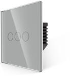 Bingoelec 3 körös érintőkapcsoló, WiFi, üveg előlap, nulla szükséges (W1-301B-GY)