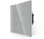 Bingoelec 4 körös érintőkapcsoló, WiFi, üveg előlap, nulla szükséges (W1-401B-GY)