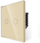 Bingoelec 2 körös érintőkapcsoló, WiFi, üveg előlap, nulla szükséges (W1-201B-GD)