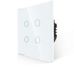 Bingoelec 4 körös érintőkapcsoló, WiFi, üveg előlap, nulla szükséges (W1-401B-WH)