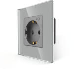 Bingoelec Szimpla fali aljzat, WiFi, üveg előlap, fogyasztésmérővel (WT-034M-GY)