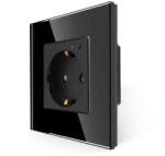 Bingoelec Szimpla fali aljzat, WiFi, üveg előlap, fogyasztésmérővel (WT-034M-BK)