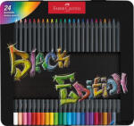 Faber-Castell Színes ceruza készlet, háromszögletű, fémdobozban, FABER-CASTELL "Black Edition", 24 különböző szín (116425)