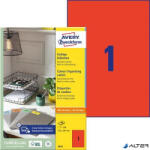 Avery-Zweckform Etikett, 210x297 mm, színes, AVERY ZWECKFORM, piros, 100 etikett/csomag (3470) - alter
