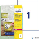 Avery-Zweckform Etikett, 210x297 mm, poliészter, időjárásálló, etávolítható, AVERY ZWECKFORM, fehér, 20 etikett/csomag (L4775REV-20) - alter