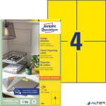 Avery-Zweckform Etikett, 105x148 mm, színes, AVERY ZWECKFORM, sárga, 400 etikett/csomag (3459) - alter