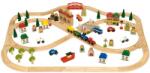 Bigjigs Toys Circuit auto si feroviar din lemn - 101 piese (BJT015) Trenulet