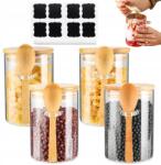 Bedee Üveg Fűszertartó Tégely 10X Cukor Kávé Tároló Kanállal (Słoiki do przechowywania)