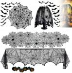 Bedee Asztalterítő És Futó Szett Fekete Színben Halloween Jelmezhez (Zestaw bieżnika i obrusu na Halloween)
