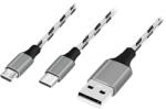 LogiLink Cablu USB 2.0 USB-A/M - Micro-USB + USB-C, alb/negru, 1, 2 m