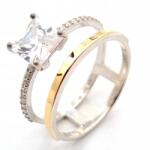  Ezüst Gyűrű Arany És Cirkóniákkal 1185.18 15-ös méret (1185)