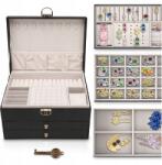  Rendszerező Ékszerdoboz Kulcstartó Doboz Ajándék Láda Fekete (007966)