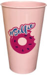  Műanyag mintás pohár 450ml - Rózsaszín fánk