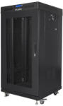 Lanberg 19" szabadon álló rack szekrény 22U/600X600 perforált ajtó, lapraszerelt, LCD kijelző, fekete V2 (FF01-6622-23BL) - compzone
