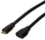 LogiLink CU0120 USB 2.0 kábel, Micro-USB/M - Micro-USB/F, fekete, 0, 5 m (CU0120)