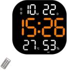 VTM Digitális asztali és falióra narancssárga LED lámpával, naptár, stopper, hőmérséklet, ébresztő, hőmérő, szundi funkció, állítható fényerő, 32x32 cm (FRZ-Ceas32cmPortocaliu)