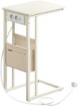VASAGLE Oldalasztal, éjjeliszekrény beépített elosztóval krémfehér színben (LET356W02)