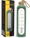 4FIZJO Sportüveg palack, 4FIZJO, időskálával, kényelmes, ergonomikus szájrész, űrtartalom 1 liter, 29, 5 x 8 cm, szilikon bevonattal, zöld színű (P-5905973403900)
