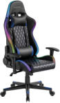 Logilink Gamer szék fej- és deréktámasszal, RGB világítással, 150 kg-ig, fekete (EO0076) - pepita