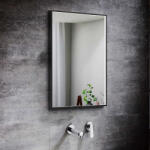  Fekete keretes LED tükör 60x80cm | Páramentesítő - Óra - Fényerő + színhőfok állítás | Welland Luxury-Line Rana