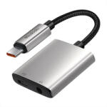 Mcdodo - Wales sorozatú audioadapter (CA-5050) - C típusú csatlakozó - C típusú csatlakozó, egyenáramú 3, 5 mm, alumíniumötvözet, nejlon, 60 W teljesítményleadás, 12, 5 cm - szürke