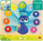 Goula Puzzle din lemn pentru copii Goula din 8 piese - Învață culorile cu păun (453060) Puzzle