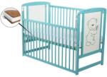 BabyNeeds - Patut din lemn Timmi 120x60 cm cu laterala culisanta Mint + saltea 12 cm (BOTIM12CM03MIN)