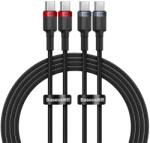 Baseus Cafule Adatkábel 2db Type-C - Type-C, Cipőfűző, Sötétszürke/Piros
