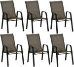 OUTSUNNY 6 darabos kültéri rakásolható szék szett karfákkal, barna fémből barna