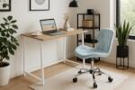  Set pentru birou - birou pliabil ZARIMO 80×40 cm alb + scaun de birou AVOLA VELVET albastru deschis