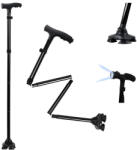 Pingyang Rongrong Handicraft Factory Összecsukható járóbot, mozgássérült bot, sétabot, ortopéd bot, ledes zseblámpával, 4 pontos talp, állítható magasság (00208)