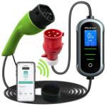 Qoltec Mobil EV Elektromos Autó Töltő 2 az 1-ben Type 2 Állítással | 22kW | 400V | Wi-fi | TUYA | SMART LIFE | LCD | Hordozható | 7m (52437)