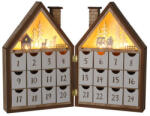 4home Karácsonyi ház LED adventi fa naptár, 8x LED, 19 cm, 2x AAA